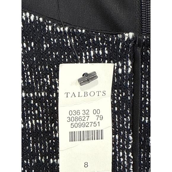Talbots Women’s Berekley Black White Tweed Seamed Fit and Flare Dress Size 8 NWT - Picture 4 of 8